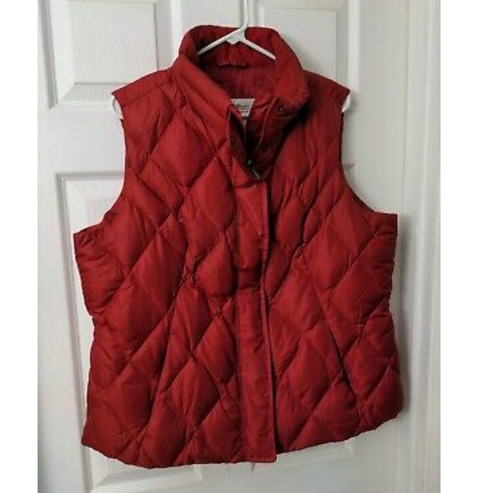 🦆LNWOT Eddie Bauer Goose Down Puffer Vest, Red, Full Zip